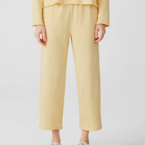 *NWT* EILEEN FISHER ORGANIC COTTON FRENCH TERRY STRAIGHT PANT_BUTTER_L_$158 - Picture 1 of 3